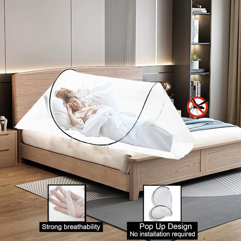 CMINGJ Large Pop Up Mosquito Tent, Portable Foldable Mosquito Net for Bed Camping Travel Patio，Mosquito Net for Adults Baby (78 * 39 * 27inch) (Black Adjustable Size) - Image 3